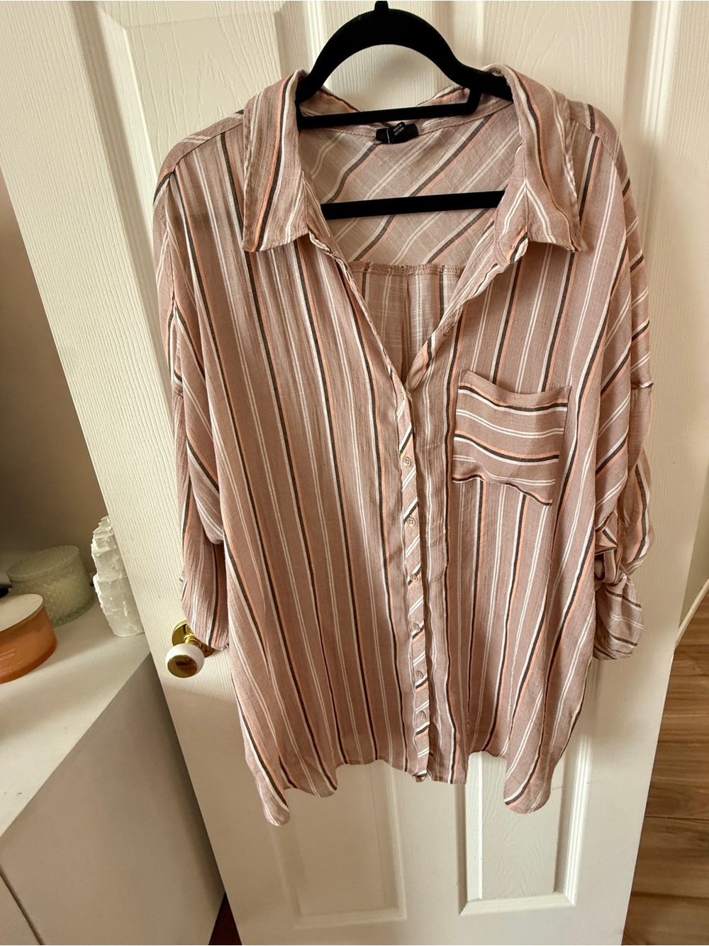 torrid Blush Striped Button-Down Shirt